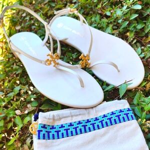 Tory Burch Capri Strap Leather Flip Flop Sandals Ivory Women's  8.5 NEW